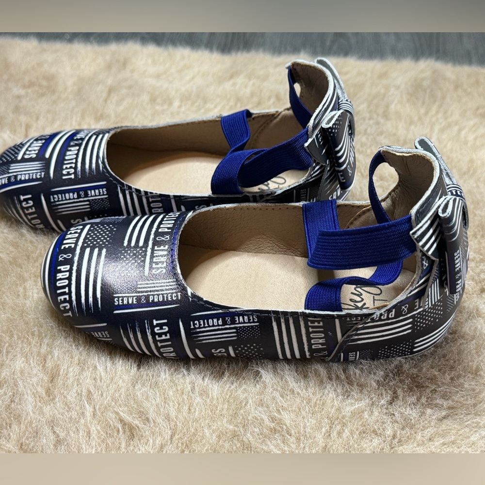 Monkey Feet Sandals with Blue Straps Protect and Serve Police